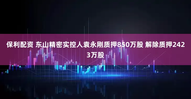 保利配资 东山精密实控人袁永刚质押850万股 解除质押2423万股